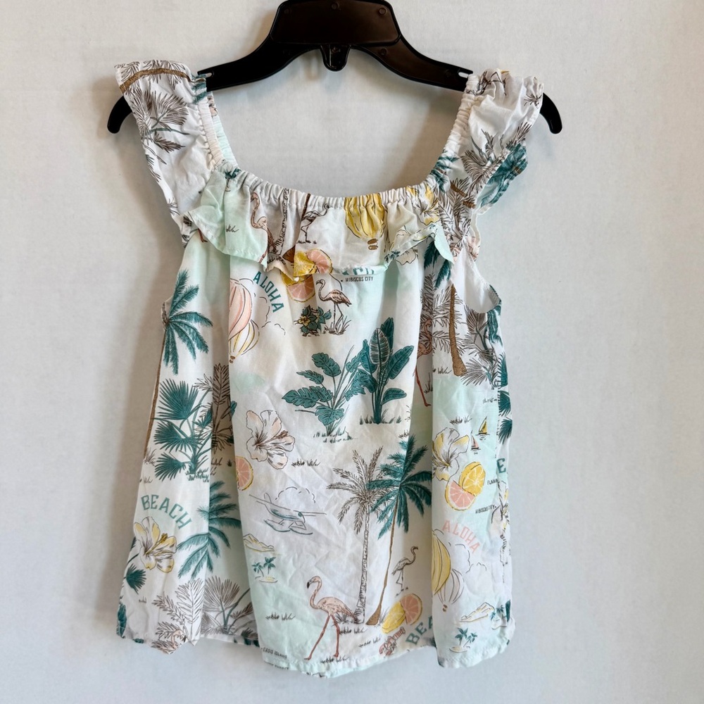 Janie and Jack Tropical Print Ruffle Blouse